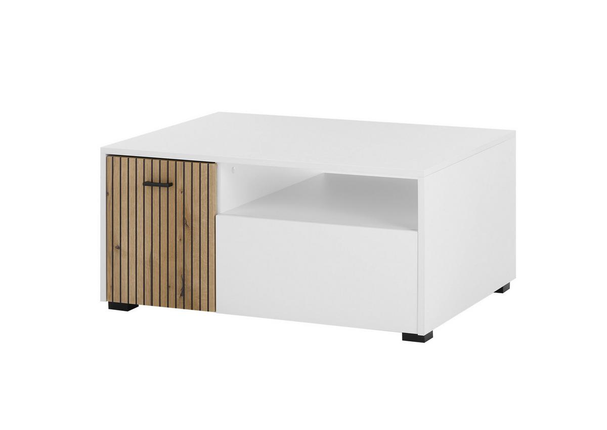 Couchtisch Hudson Weiß/Eichefarben B: 90 cm - Eichefarben/Weiß, Design, Holzwerkstoff (90/43/70cm) - MID.YOU