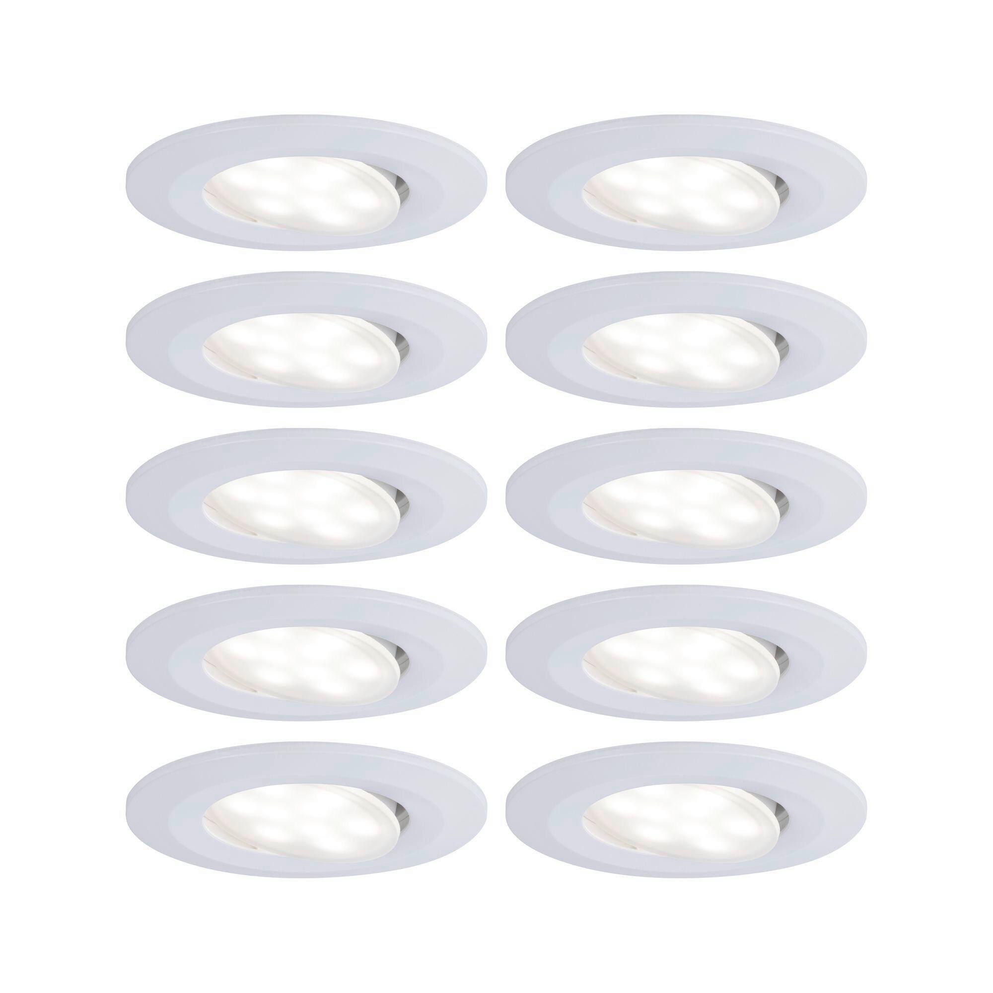 Led-deckenleuchte Ø 9 Cm 10er-Set Schwenkbar Weiß - Weiß, Basics, Kunststoff (9cm) - Paulmann