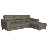 Ecksofa Santos Sahara S: 241 cm - Chromfarben/Sahara, Design, Leder/Textil (241/168cm) - Livetastic
