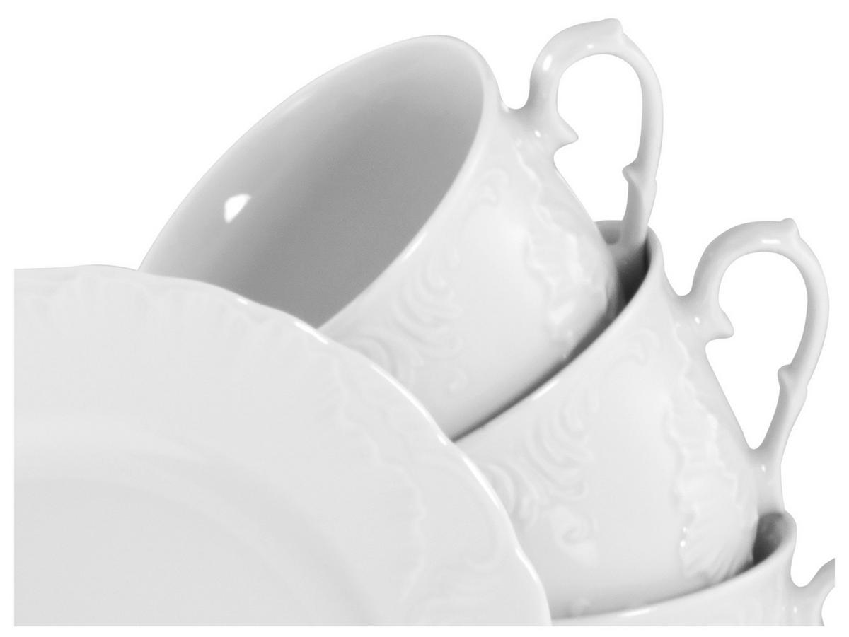 Kaffeeservice Rokoko Weiss Porzellan, 6 Pers., 18-teilig - Weiß, Basics, Keramik - Creatable