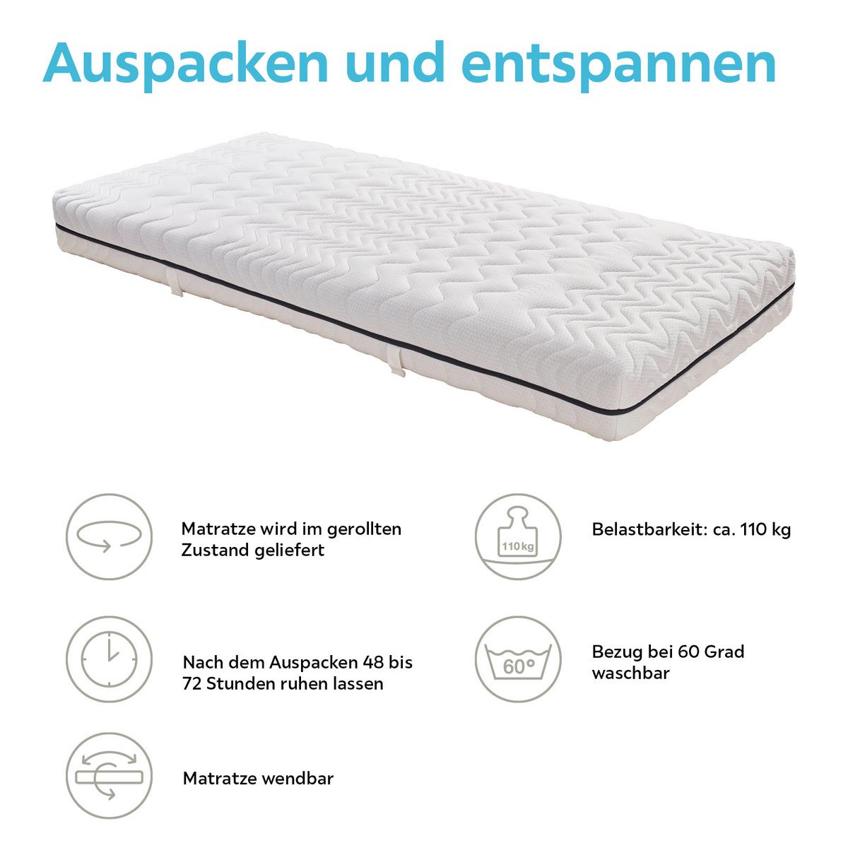 Kaltschaummatratze Two In One 90x200 cm H2/H3 H: 20 cm - Weiß, MODERN, Textil (90/200cm) - Livetastic