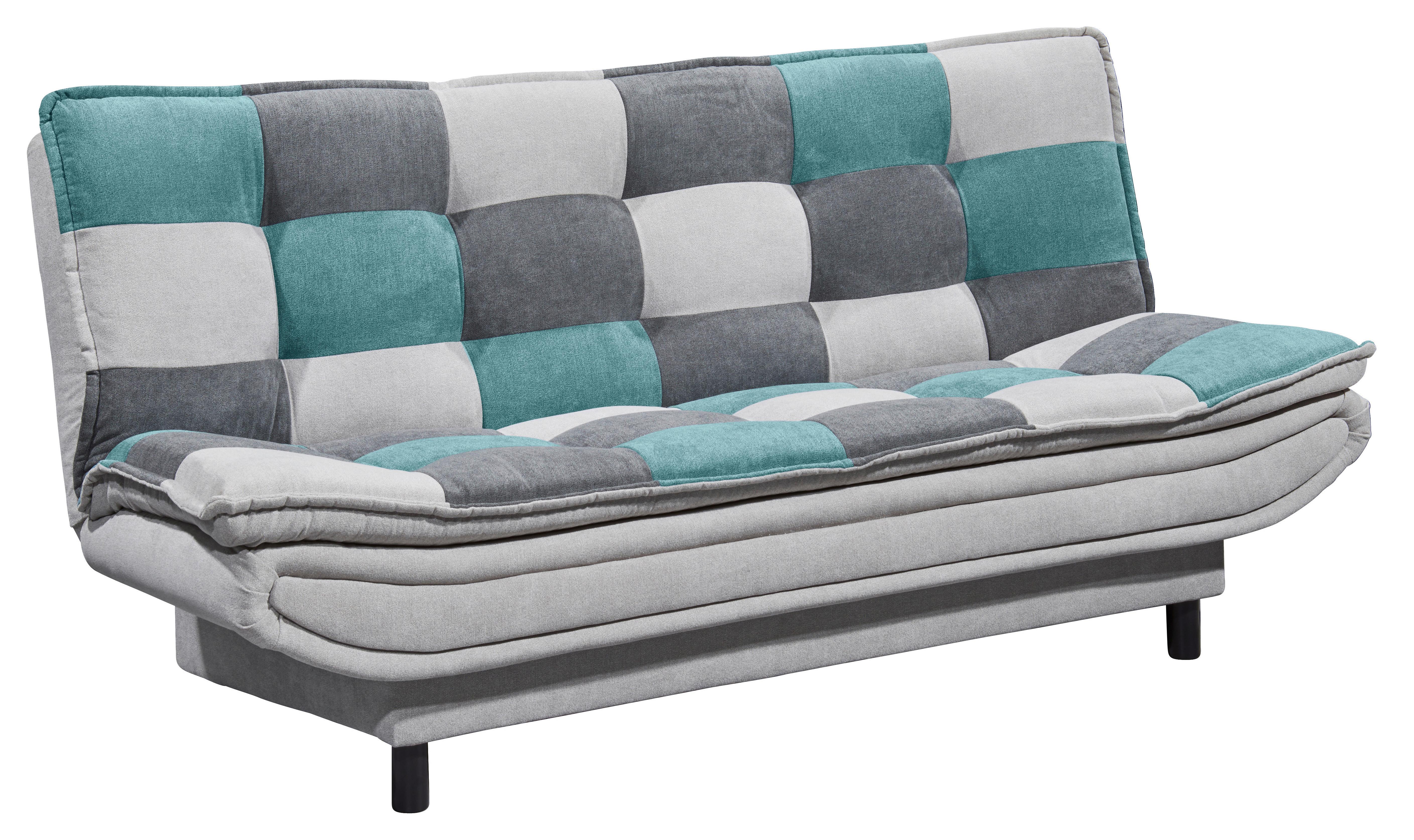 Schlafsofa mit Bettkasten Patch, Mischgewebe - Türkis/Dunkelgrau, Basics, Holzwerkstoff/Textil (188/90/89cm) - MID.YOU