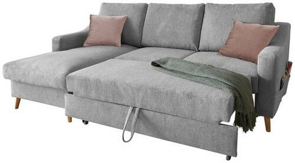 Ecksofa Valentina Grau S: 150/228 Cm - Dunkelrosa/Naturfarben, Design, Textil (150/228cm) - MID.YOU