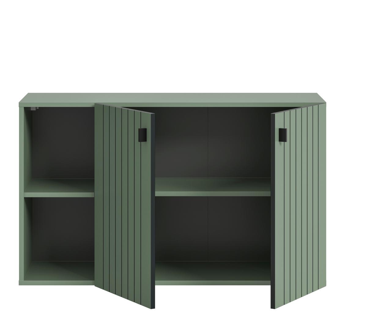 Sitzbank Station Graugrün B: 106cm - Schwarz/Graugrün, Design, Holzwerkstoff (106/63/37cm) - MID.YOU