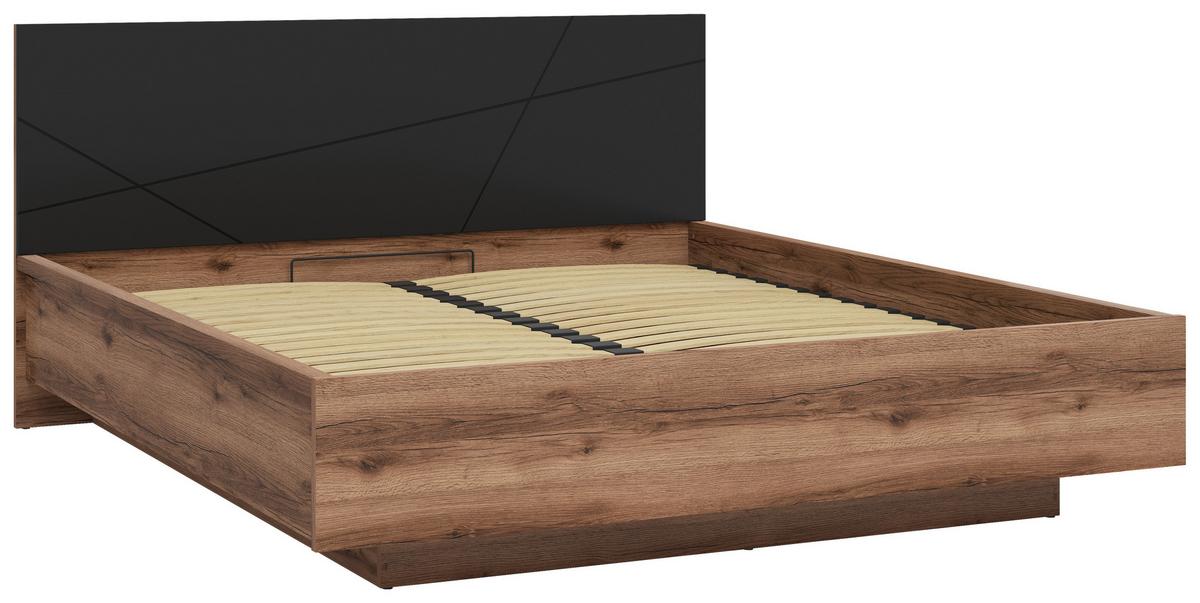 Bett Forn 180x200 Cm Schwarz, Eichefarben - Eichefarben/Schwarz, MODERN, Holzwerkstoff (180/200cm) - MID.YOU