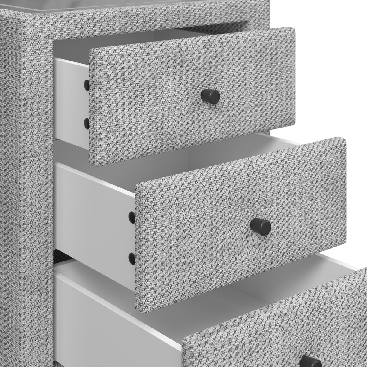Nachtkästchen Brisbane II mit Induktionsladezone B: 49,5cm - Hellgrau, Trend, Glas/Holzwerkstoff (49,5/56,5/46cm) - Sembella