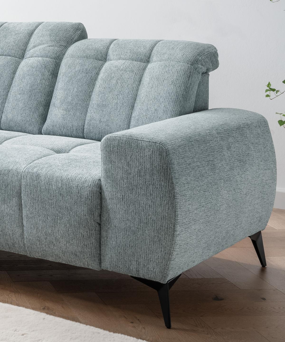 Ecksofa mit USB Anschluss Sano, Mintgrün, S: 200x261 cm - Schwarz/Mintgrün, MODERN, Textil (200/261cm) - Livetastic