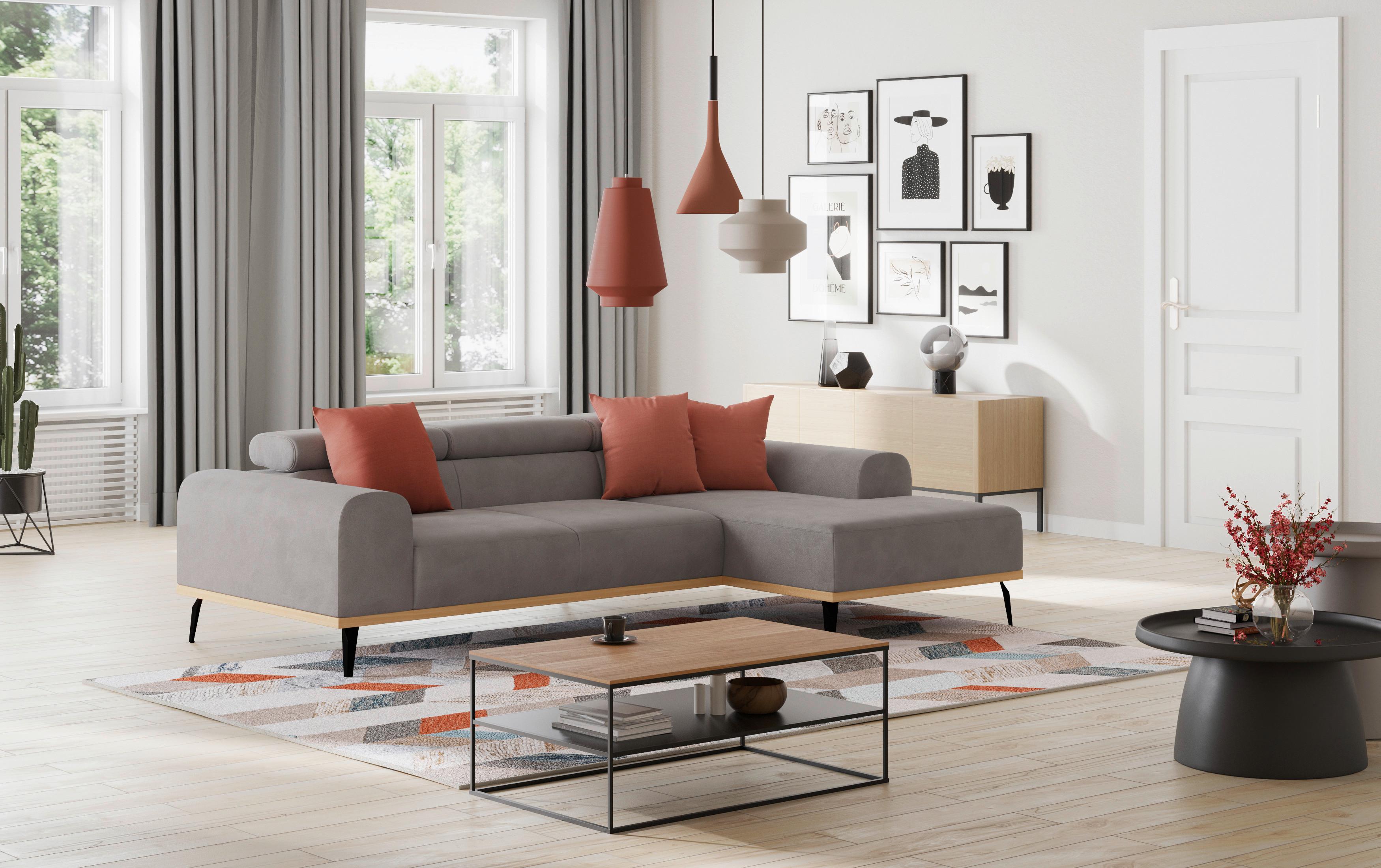 Ecksofa Grau Mit Sitzvorzug S: 244x157 Cm - Schwarz/Grau, KONVENTIONELL, Textil (244/157cm) - Cotta