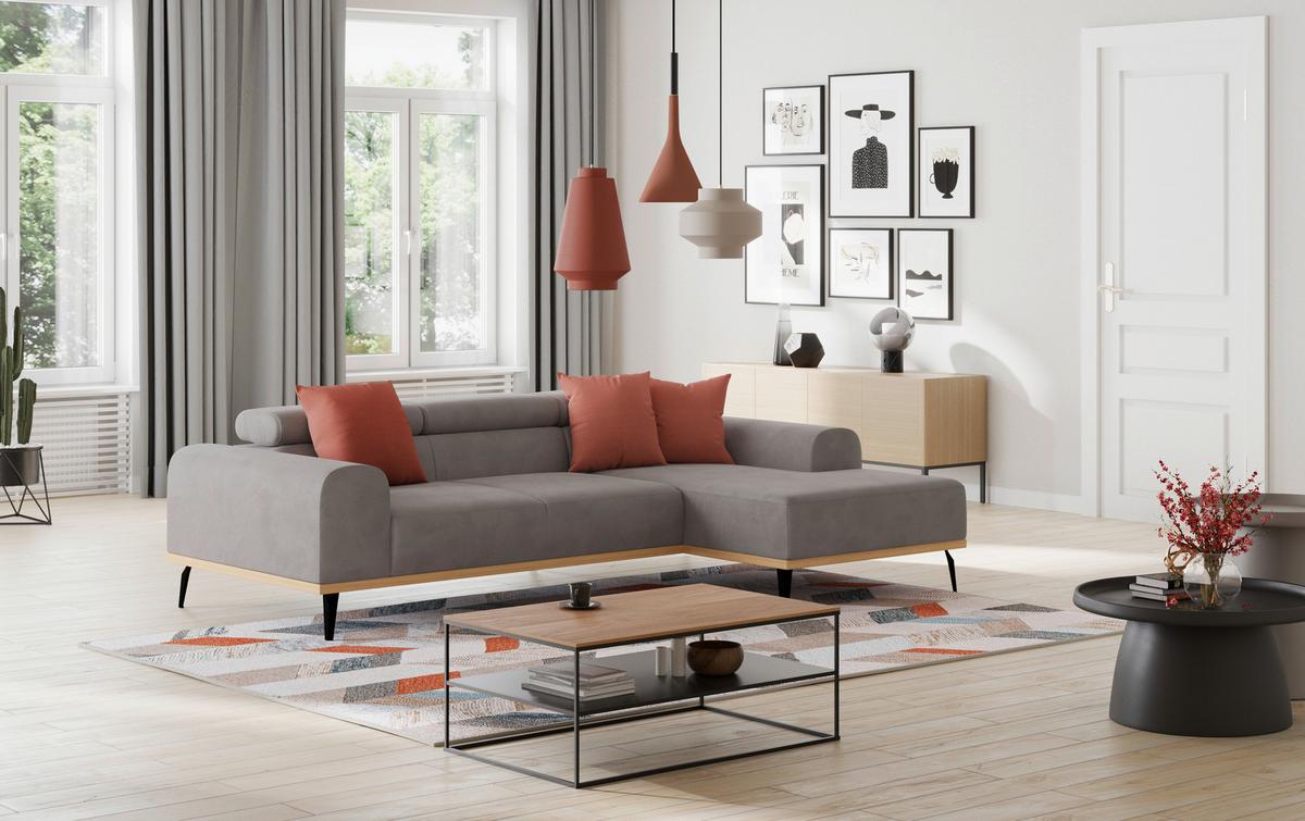 Ecksofa Grau Mit Sitzvorzug S: 244x157 Cm - Schwarz/Grau, KONVENTIONELL, Textil (244/157cm) - Cotta