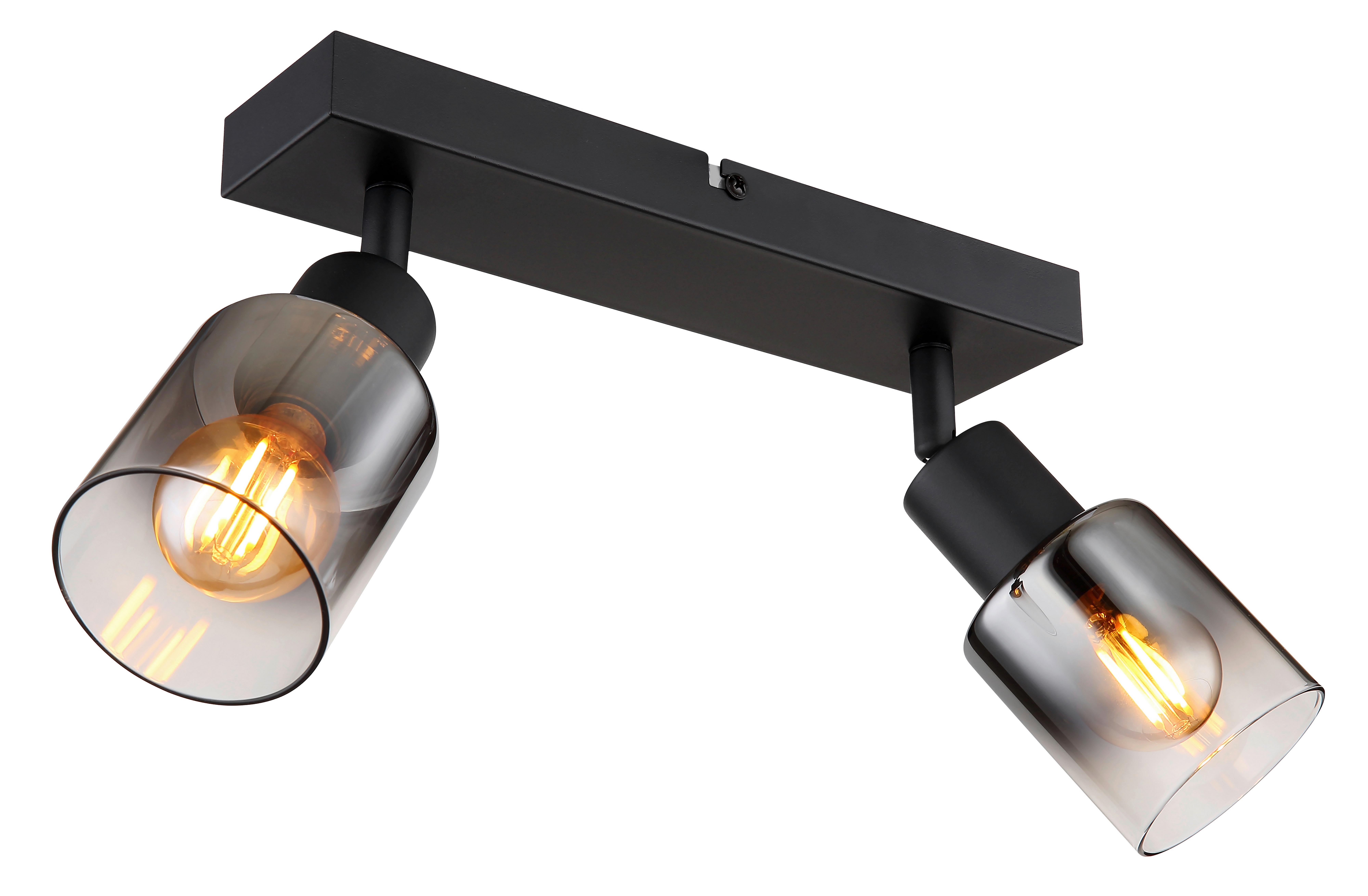 Strahler Timo 2-flammig Verstellbar Ø 6 Cm - Schwarz, MODERN, Glas/Metall (26/6/13,7cm) - Luca Bessoni