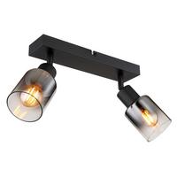 Strahler Timo 2-Flammig verstellbar Ø 6 cm - Schwarz, MODERN, Glas/Metall (26/6/13,7cm) - Luca Bessoni