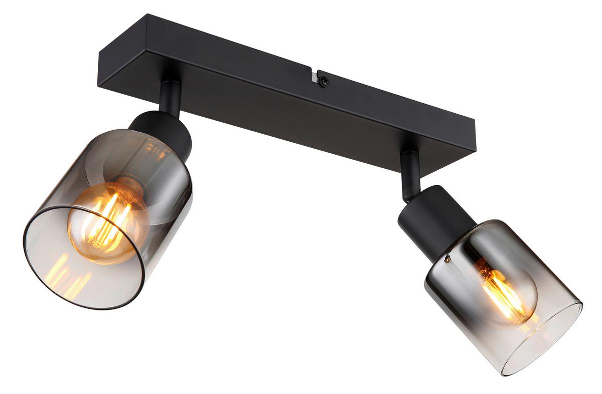 Strahler Timo 2-Flammig verstellbar Ø 6 cm - Schwarz, MODERN, Glas/Metall (26/6/13,7cm) - Luca Bessoni