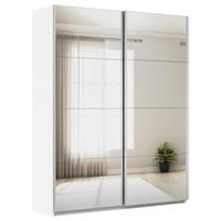 Tolóajtós Szekrény Feldkirch 181/229 Cm - ezüstszínű/fehér, Modern, faalapú anyag/Üveg (181/229/62cm)