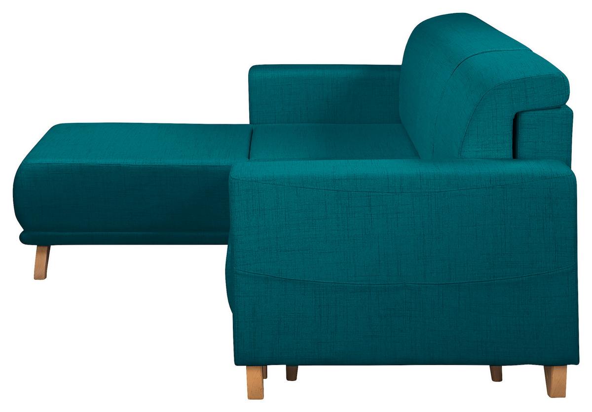Ecksofa Bella Petrol S: 257x174 cm - Wengefarben/Petrol, Design, Textil (257/174cm) - Livetastic