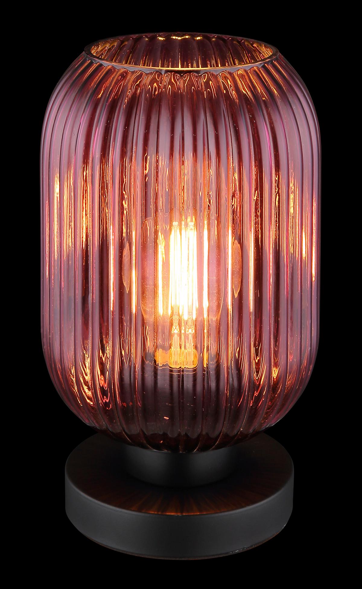 Tischleuchte 15469tp - Lila/Schwarz, KONVENTIONELL, Glas/Metall (14/24cm) - Globo