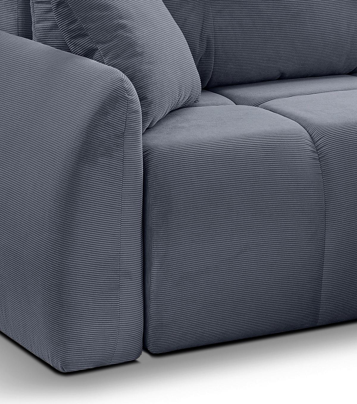 Ecksofa Sancho Long Blaugrau S: 255x155cm - Blaugrau/Schwarz, Basics, Holz/Textil (255/155cm) - MID.YOU