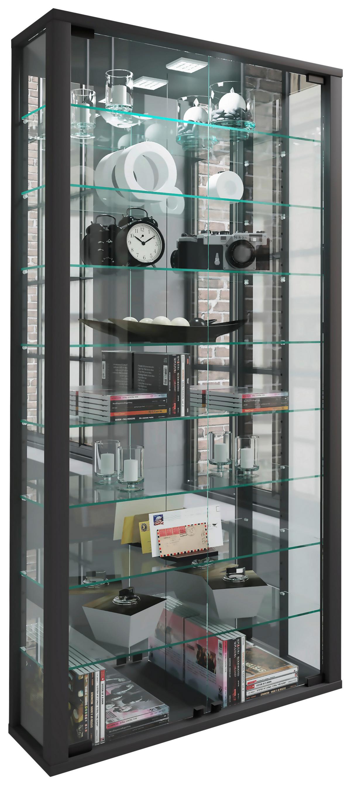 Hängevitrine Vitrosa Schwarz B: 59 cm - Schwarz, MODERN, Glas/Holzwerkstoff (59/114,3/18cm) - MID.YOU