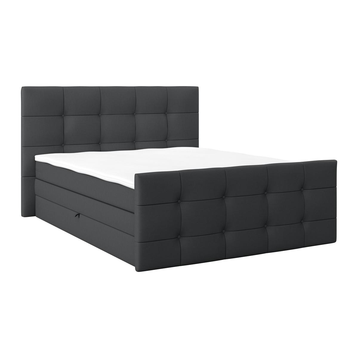 Boxspringbett Josie 160 - Dunkelgrau/Schwarz, MODERN, Holz/Holzwerkstoff (160/200cm)