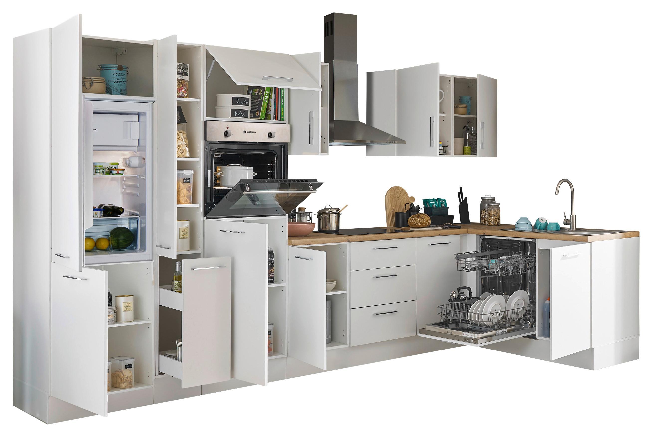 Eckküche Turin Weiß/Eiche Dekor 370x175 cm - Weiß/Eiche Artisan, Basics, Holzwerkstoff (370/175cm) - MID.YOU