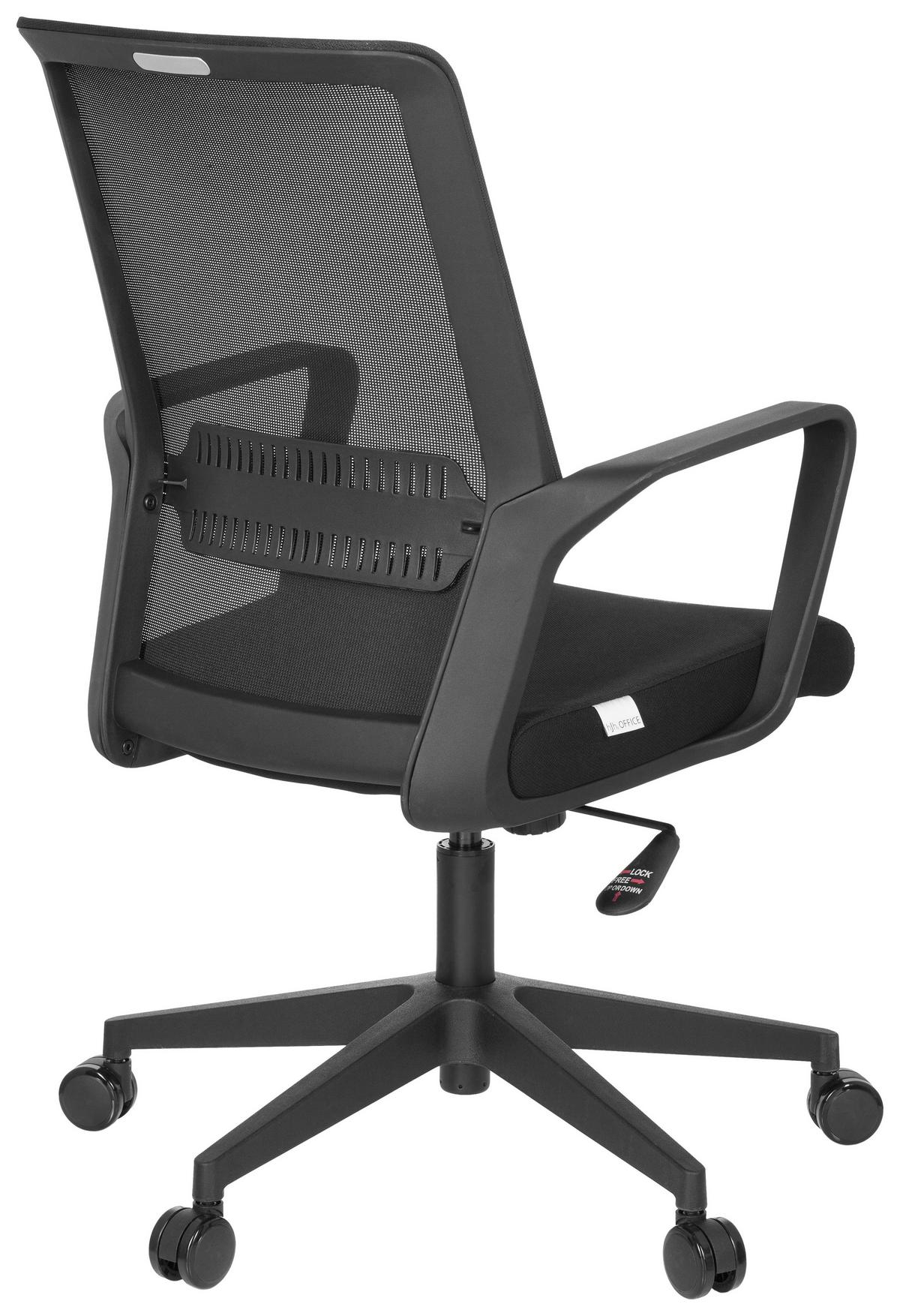 Bürostuhl Preston Schwarz - Schwarz, Basics, Kunststoff/Textil (58/110/52cm) - MID.YOU