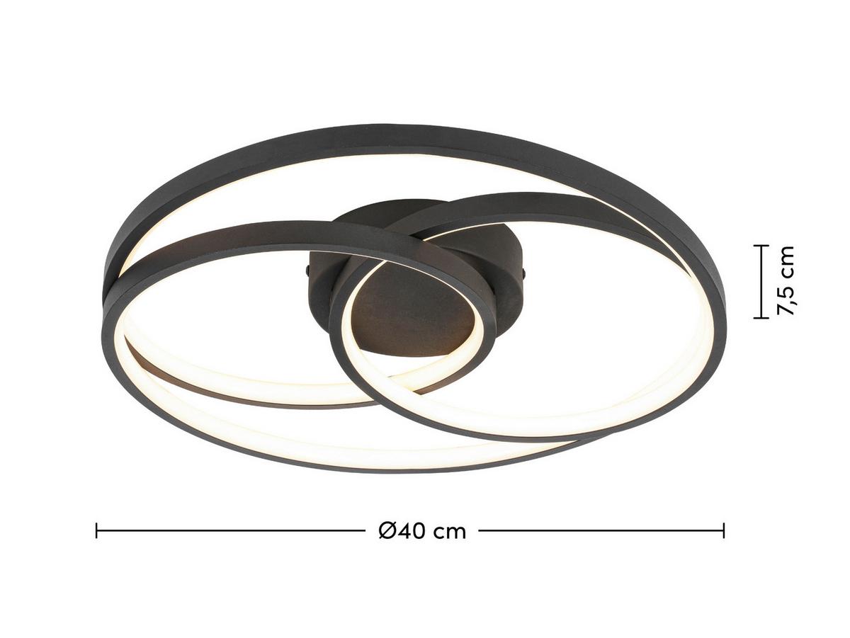 STROPNÉ LED SVIETIDLO RIMO - čierna, Modern, kov/plast (40/7,5cm) - Mömax