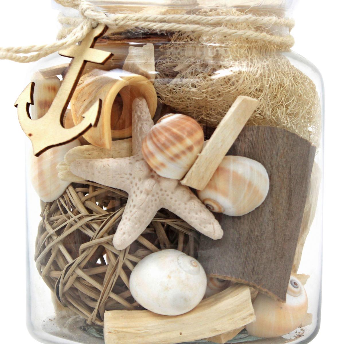 Dekoglas Flora Naturfarben, 13,5x16,5 cm - Naturfarben, LIFESTYLE, Glas/Naturmaterialien (13,5/16,5/13,5cm) - Kayoom