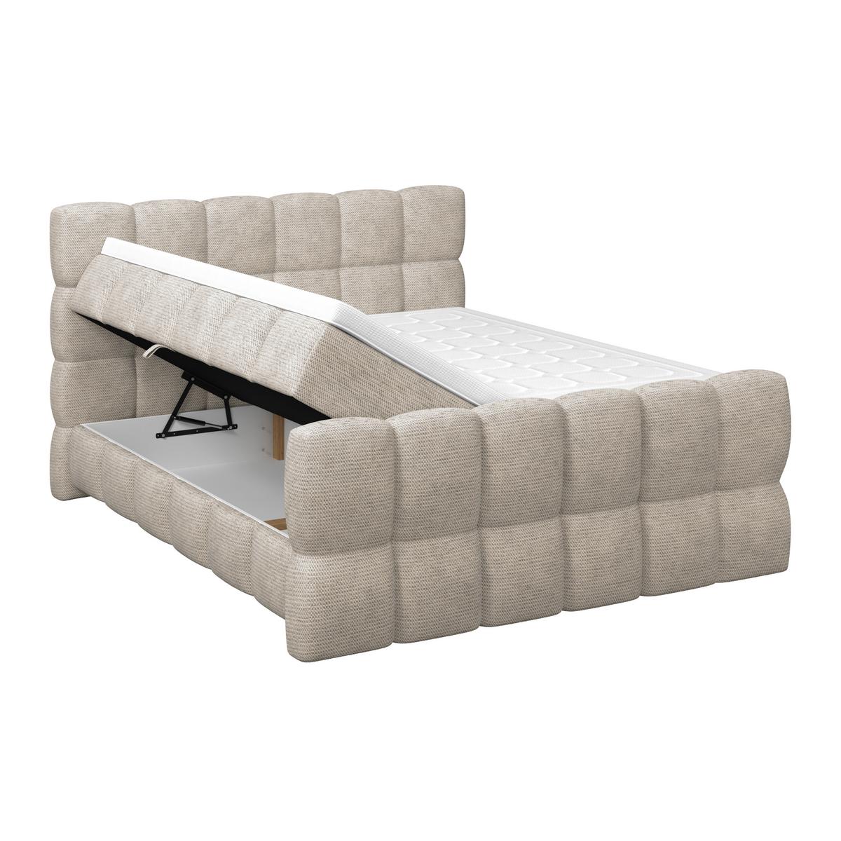 Boxspringbett Brisbane inkl. Bettkasten 200x200 - Beige, Trend, Holz/Holzwerkstoff (200/220cm) - Sembella
