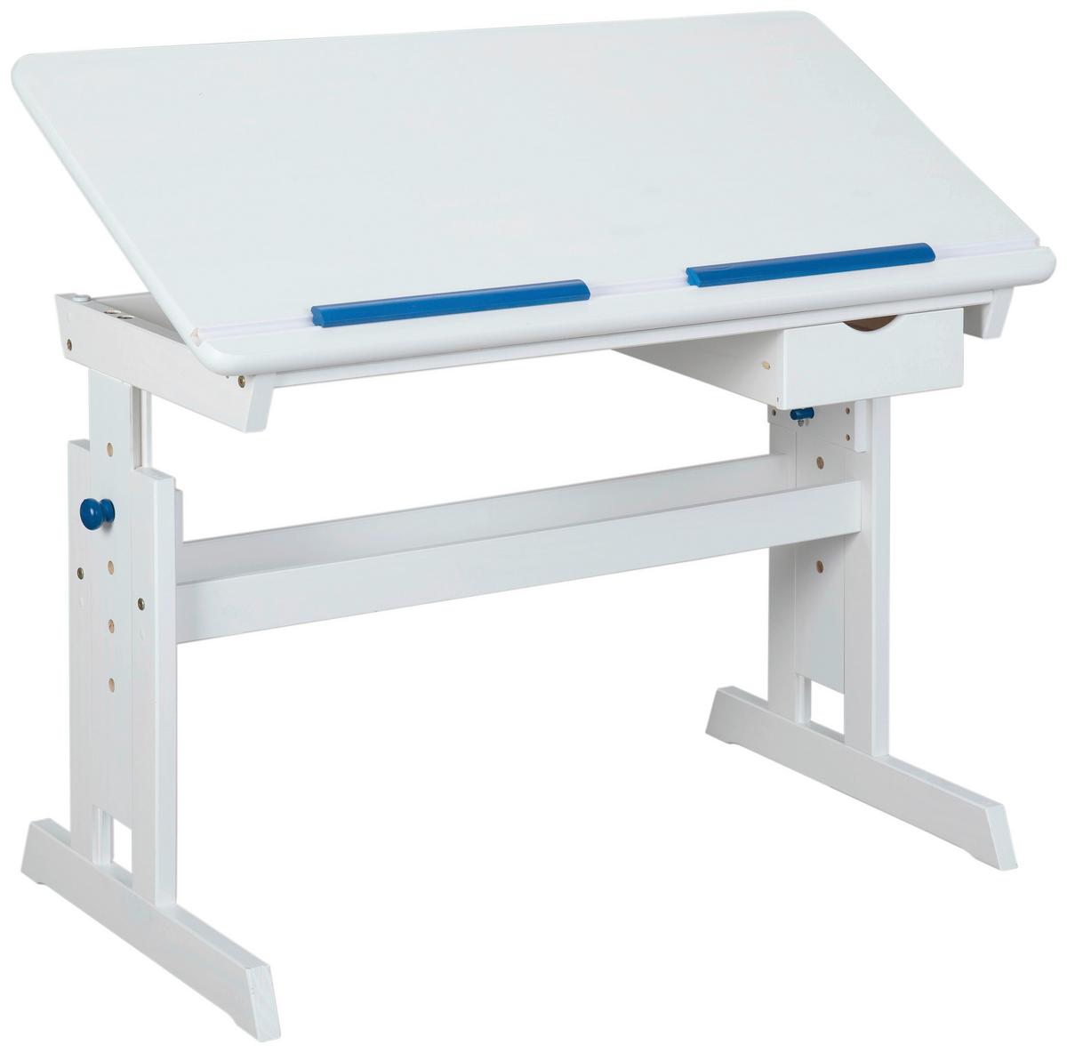 Jugendschreibtisch Mit Lade B 109 Cm H 63-96cm Baru, Weiß - Blau/Rosa, Basics, Holz/Holzwerkstoff (109/55/63-96cm) - MID.YOU