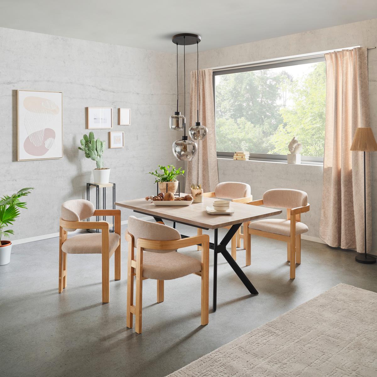 Armlehnstuhl Sally Hellbraun Gepolstert - Hellbraun/Eichefarben, MODERN, Holz/Textil (60/80/52cm) - MID.YOU