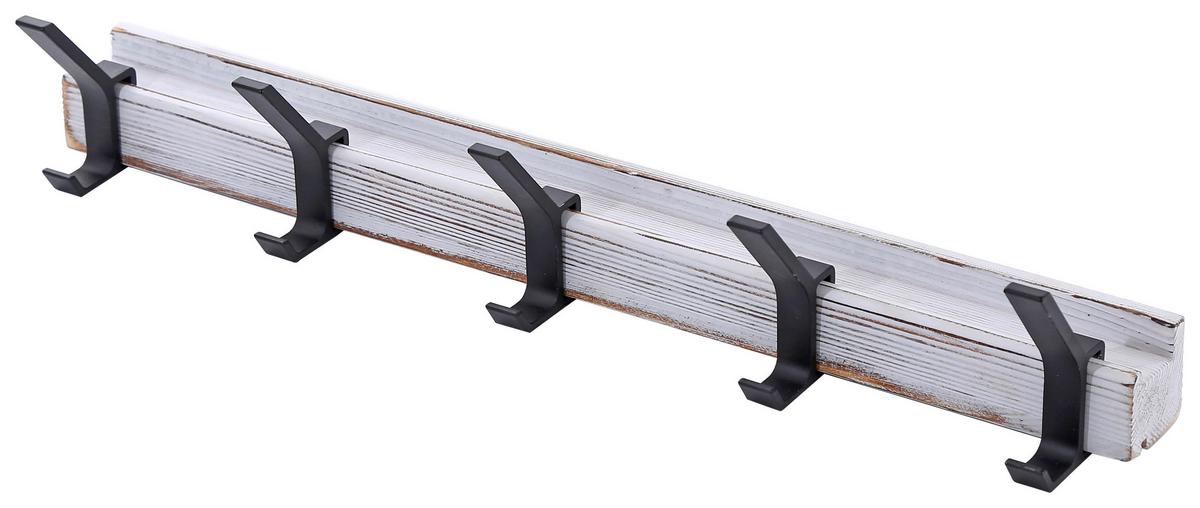 LIŠTA S HÁČKY LINA 2 - bílá, Moderní, dřevo (40/6,9/6,4cm)