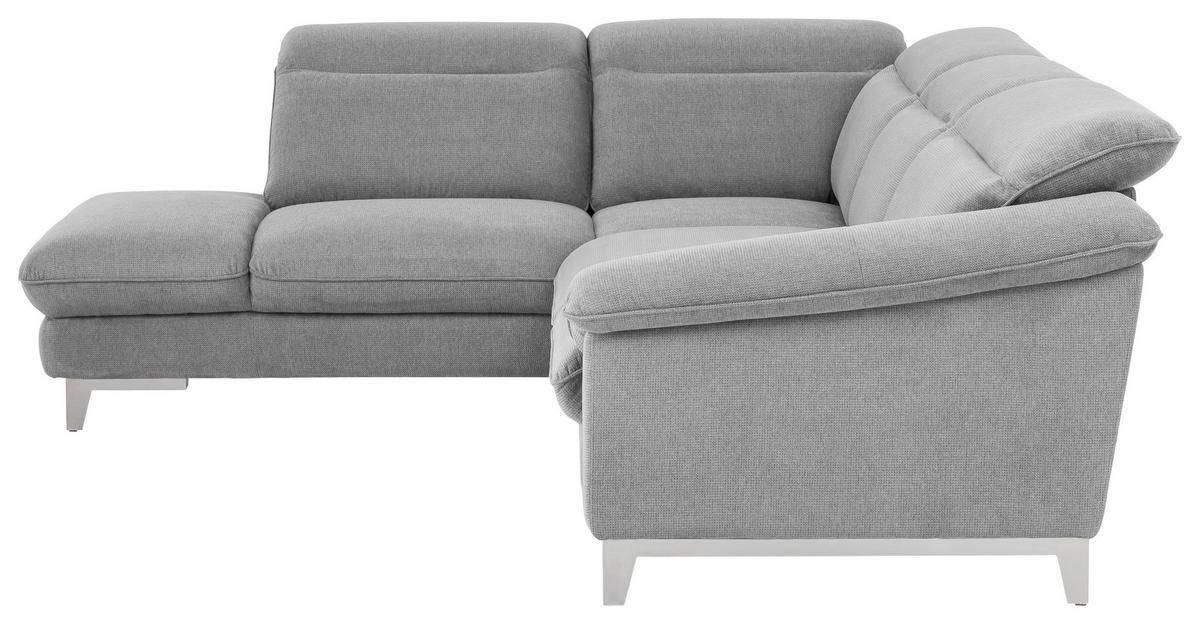 Ecksofa Mit Schlaffunktion Teresa Hellgrau - Chromfarben/Hellgrau, Design, Textil (232/293cm) - Livetastic