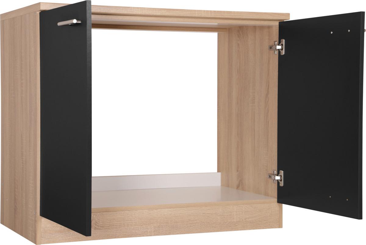 Spülenunterschrank Merle Schwarz, Eiche Dekor B: 100 cm - Eichefarben/Schwarz, Basics, Holzwerkstoff (100/84,8/60cm) - Respekta