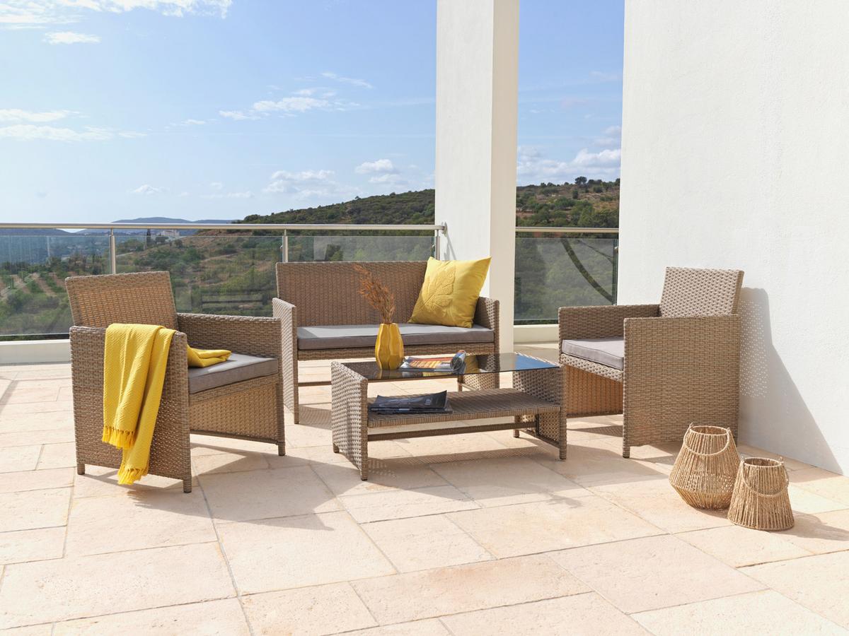 TERASOVÁ SEDACÍ SOUPRAVA CASABLANCA - černá/hnědá, Moderní, kov/textil - Mömax