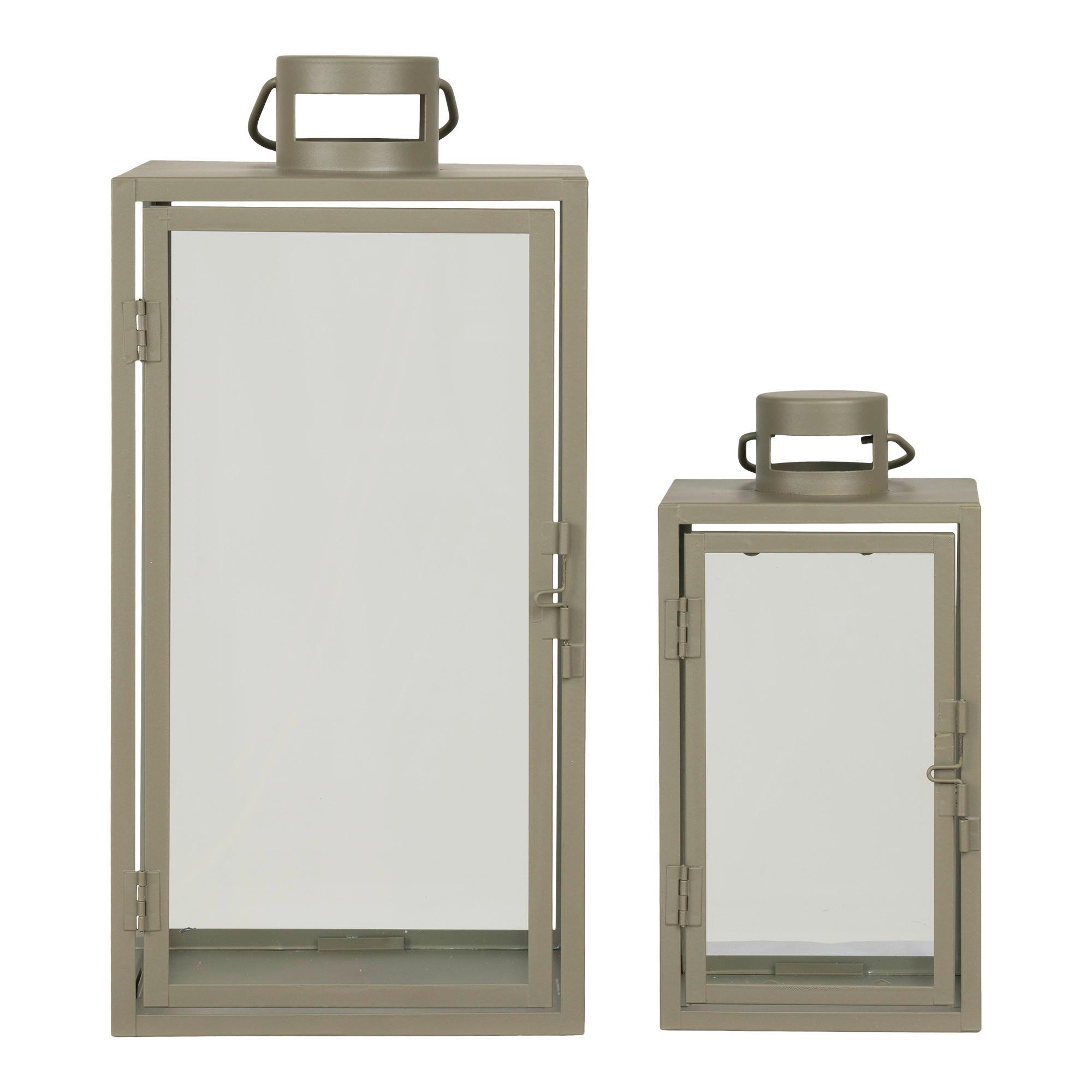 Laternenset Corfu Grün 2 Stück - Grün, Design, Glas/Metall