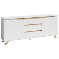 Sideboard B: 180 cm Valentin 03, Weiß/Eiche Dekor - Eiche Artisan/Weiß, MODERN, Holzwerkstoff (180/76/38cm) - MID.YOU