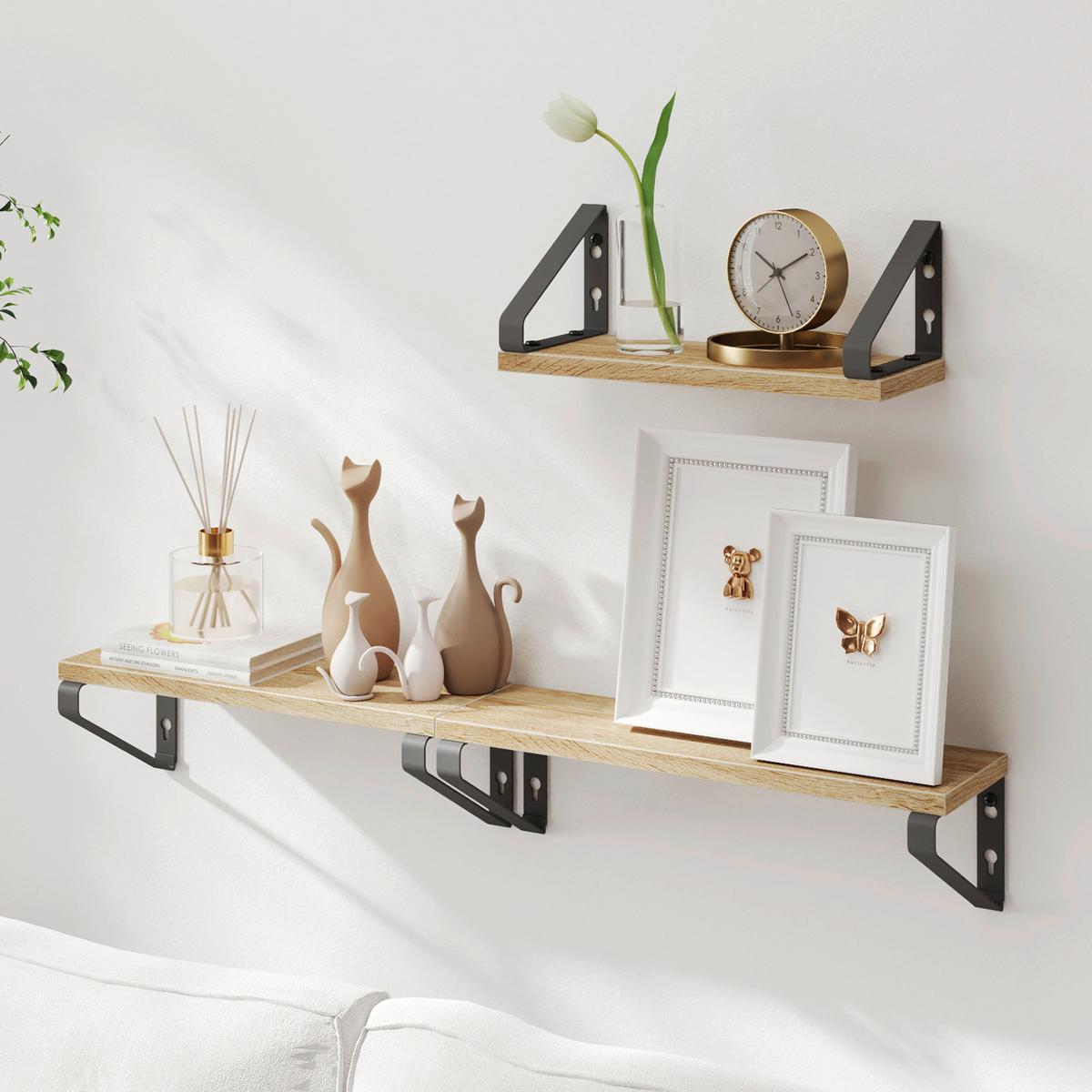 Wandregalset Wall Shelf - Eichefarben/Schwarz, MODERN, Holzwerkstoff/Metall (40/11/12cm) - MID.YOU