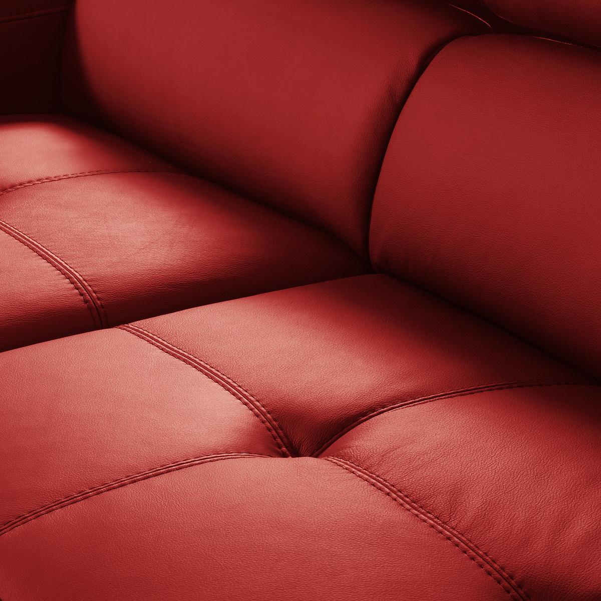 Ecksofa Torino Teilleder Rot 173x247 - Rot/Schwarz, Design, Leder/Textil (173/247cm) - Livetastic