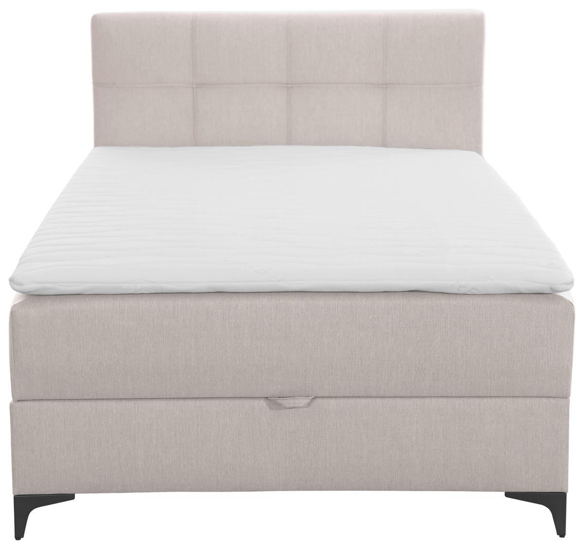 Polsterbett mit Matratze 100x200 Freddie Beige - Beige/Schwarz, KONVENTIONELL, Textil (100/200cm)