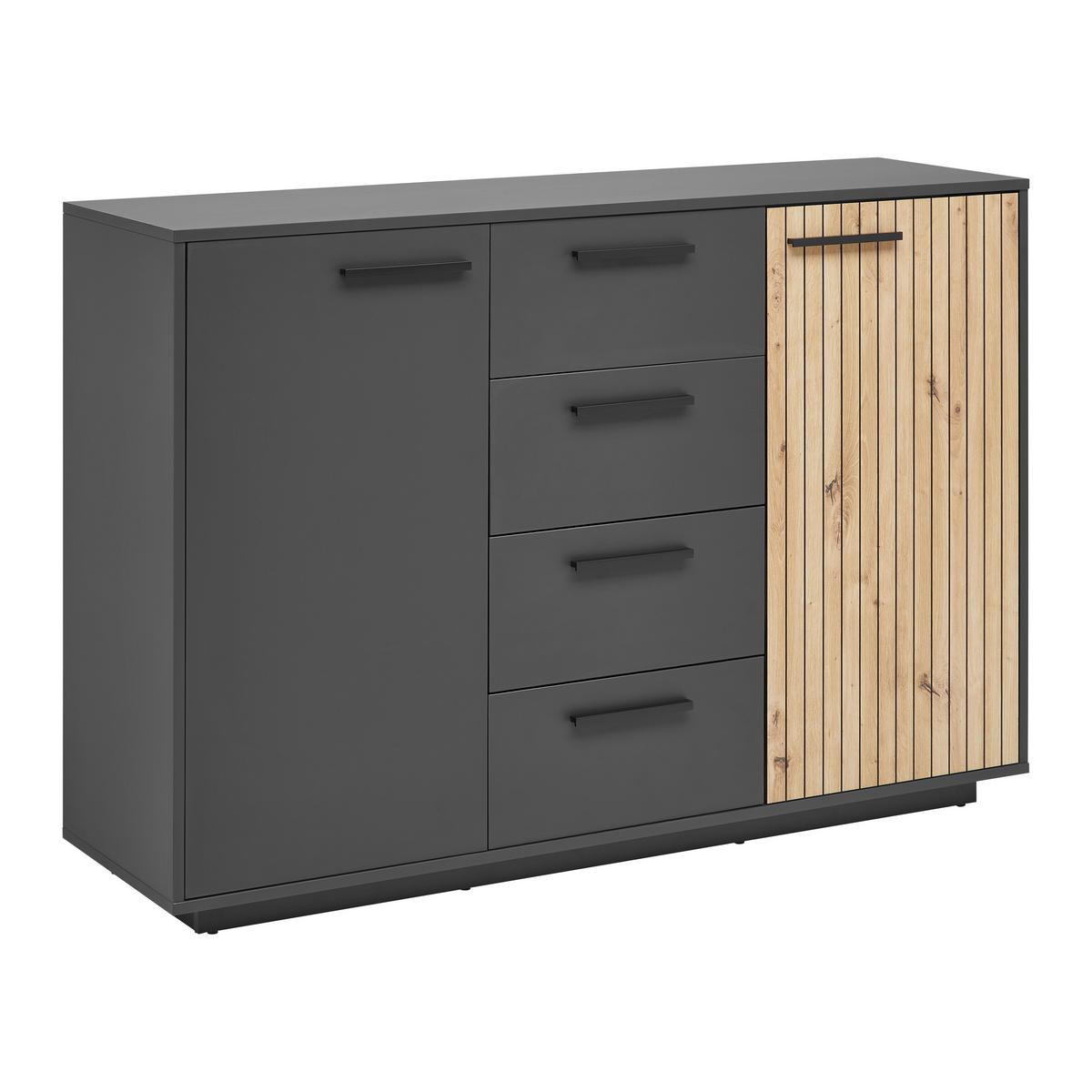 ŠIROKÁ KOMODA LUKAS -EXKLUSIV- - černá/antracitová, Moderní, kompozitní dřevo/plast (138,6/95/40cm) - Mömax