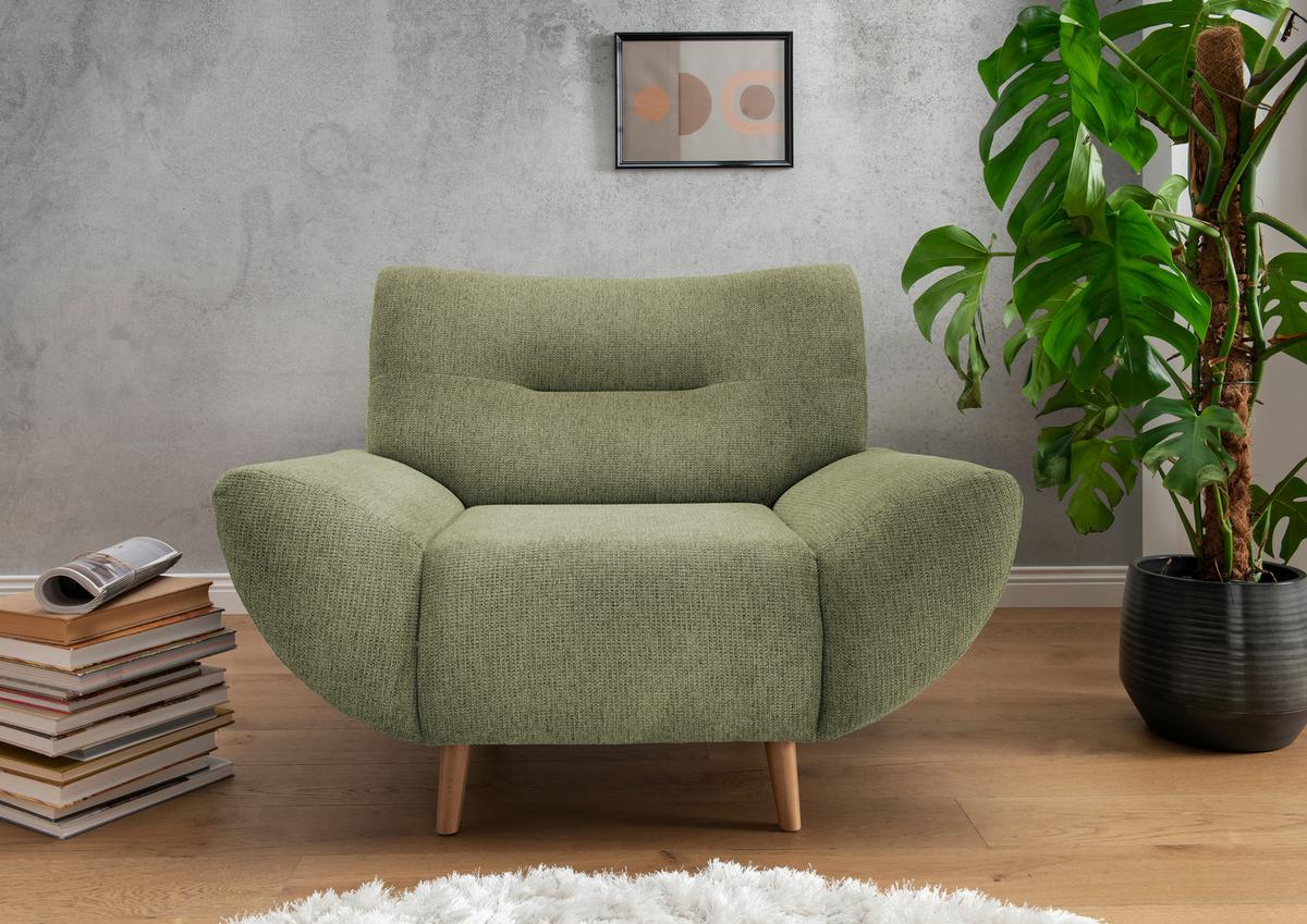 Sessel Drago Grün B/H/T: 111/81/90 cm - Wildeiche/Grün, MODERN, Holz/Textil (111/81/90cm) - MID.YOU