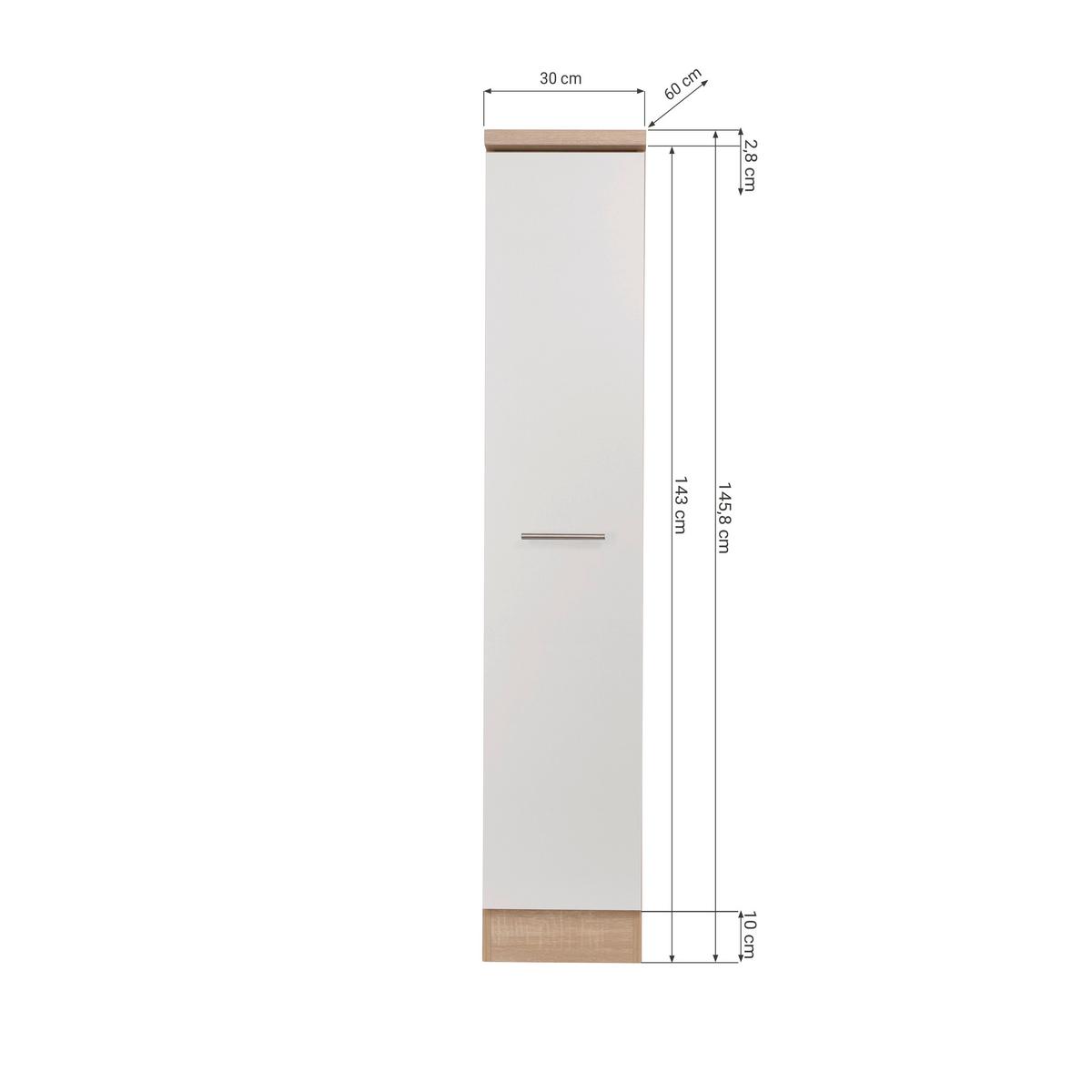 Apothekerschrank Merle Grau, Eiche Dekor B:30cm - Eichefarben/Grau, Basics, Holzwerkstoff (30/144,8/60cm) - Respekta