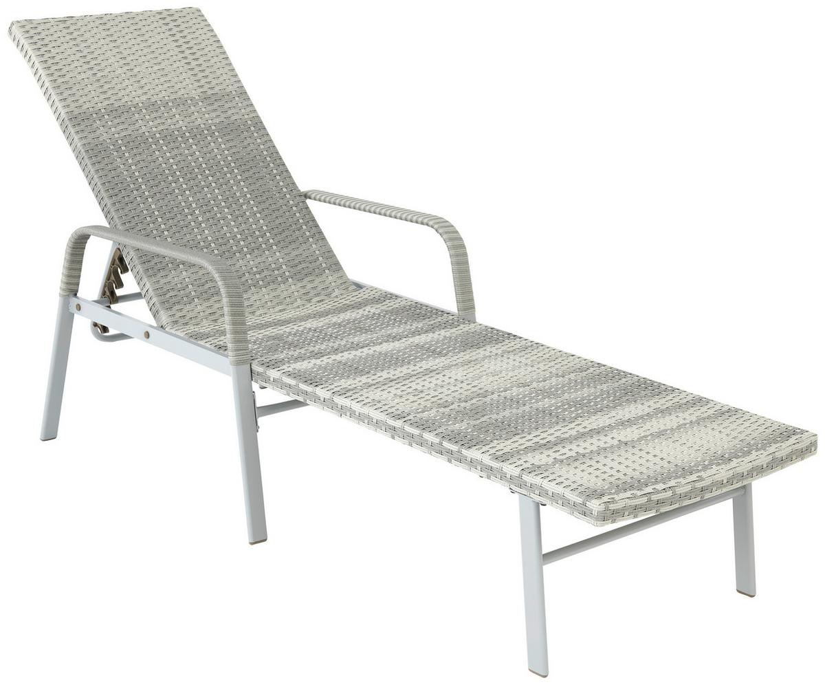 Sonnenliege Maja Aus Polyrattan, verstellbar - Grau, MODERN, Kunststoff/Metall (64.5/52/202cm) - Luca Bessoni