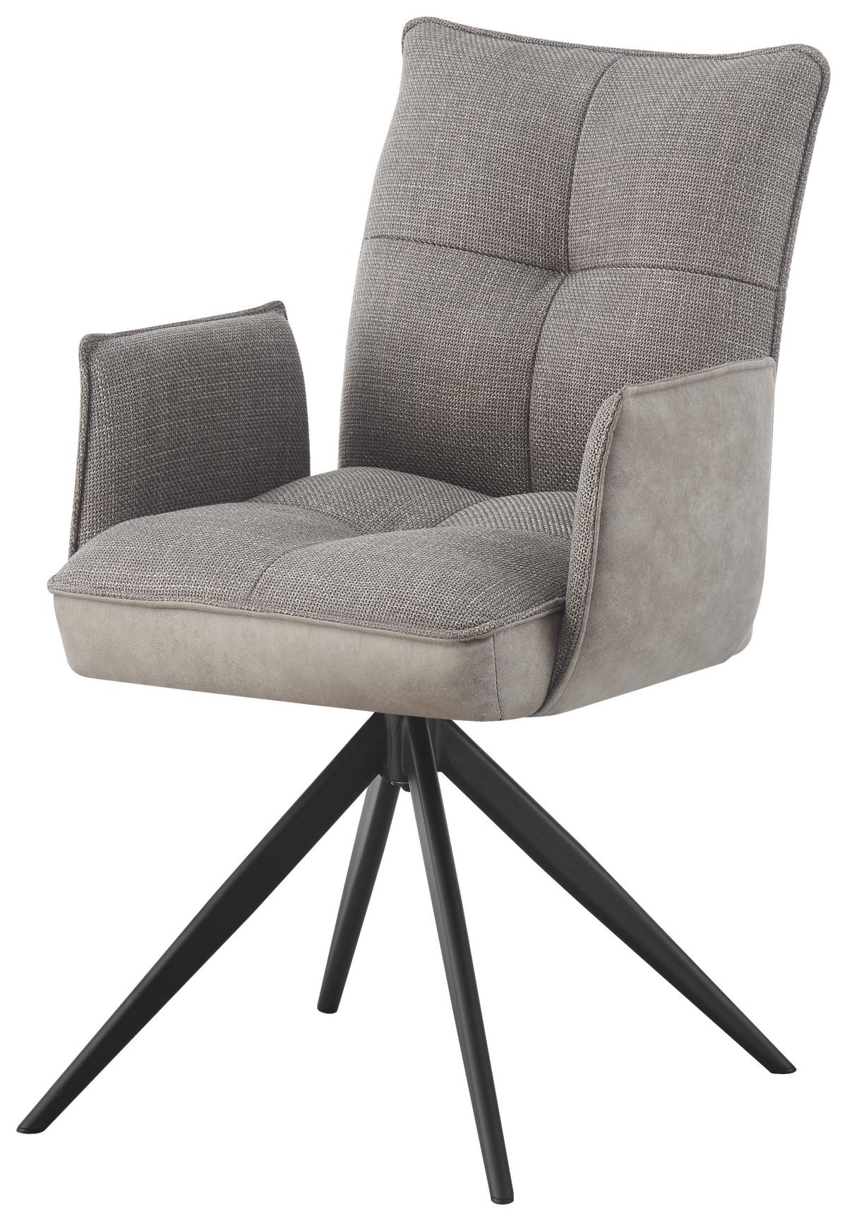 Židle s područkami Maya, světle šedá - šedá/černá, Moderní, kov/textil (59/89/65cm) - Premium Living