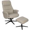 Relaxsesselset Repose Hellgrau B: 76 cm - Hellgrau/Schwarz, Design, Leder/Textil (76/107/79cm) - Livetastic