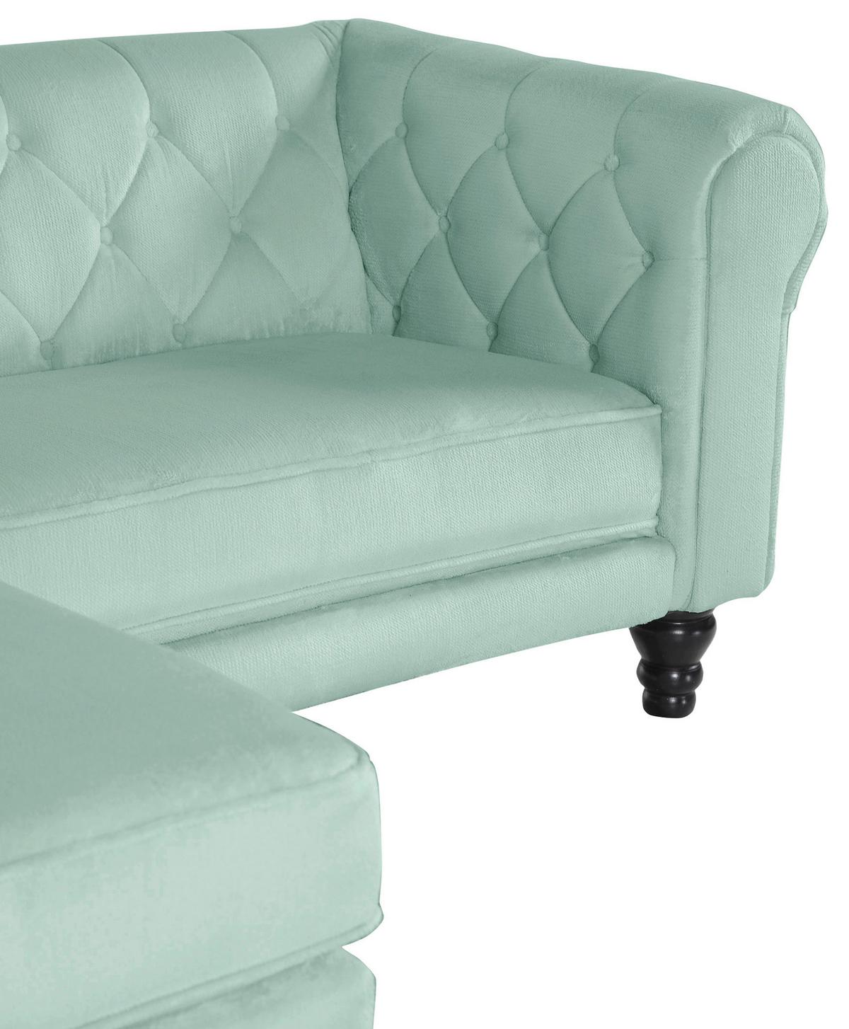 Ecksofa Junte Mintgrün S: 160x260 Cm - Dunkelbraun/Mintgrün, Design, Textil (160/260cm) - MID.YOU