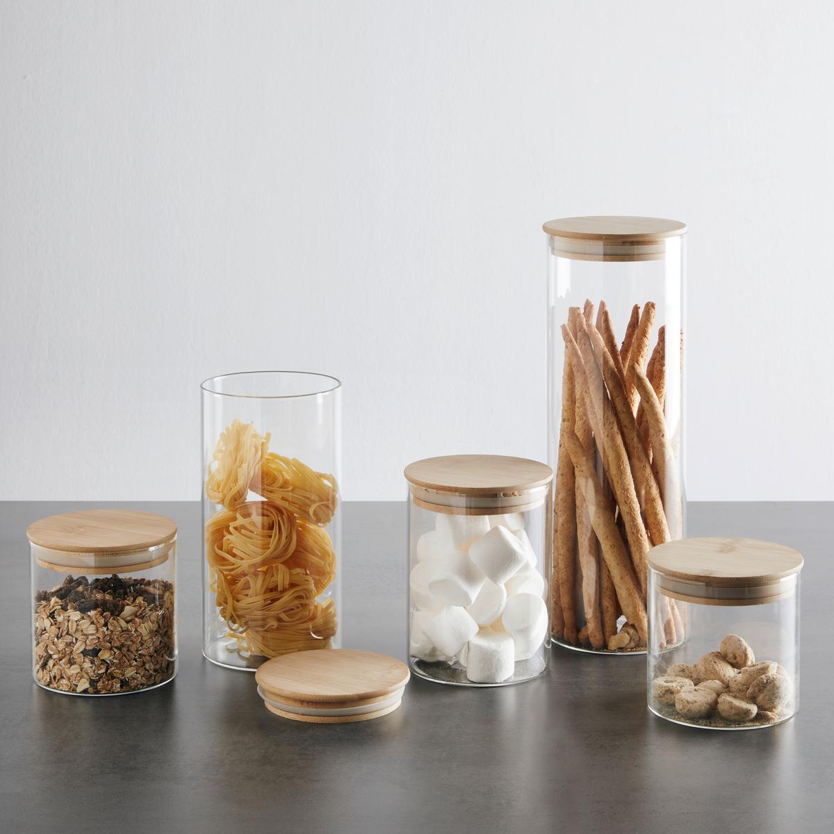 Dóza na potraviny Hedvig, Ø/V: 10/13,5cm - přírodní barvy, dřevo/sklo (10/13,5cm) - Zandiara