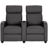 Heimkino-Sofa mit Relaxfunktion Movie Lederlook Grau - Schwarz/Grau, KONVENTIONELL, Textil (128/100/87cm) - MID.YOU