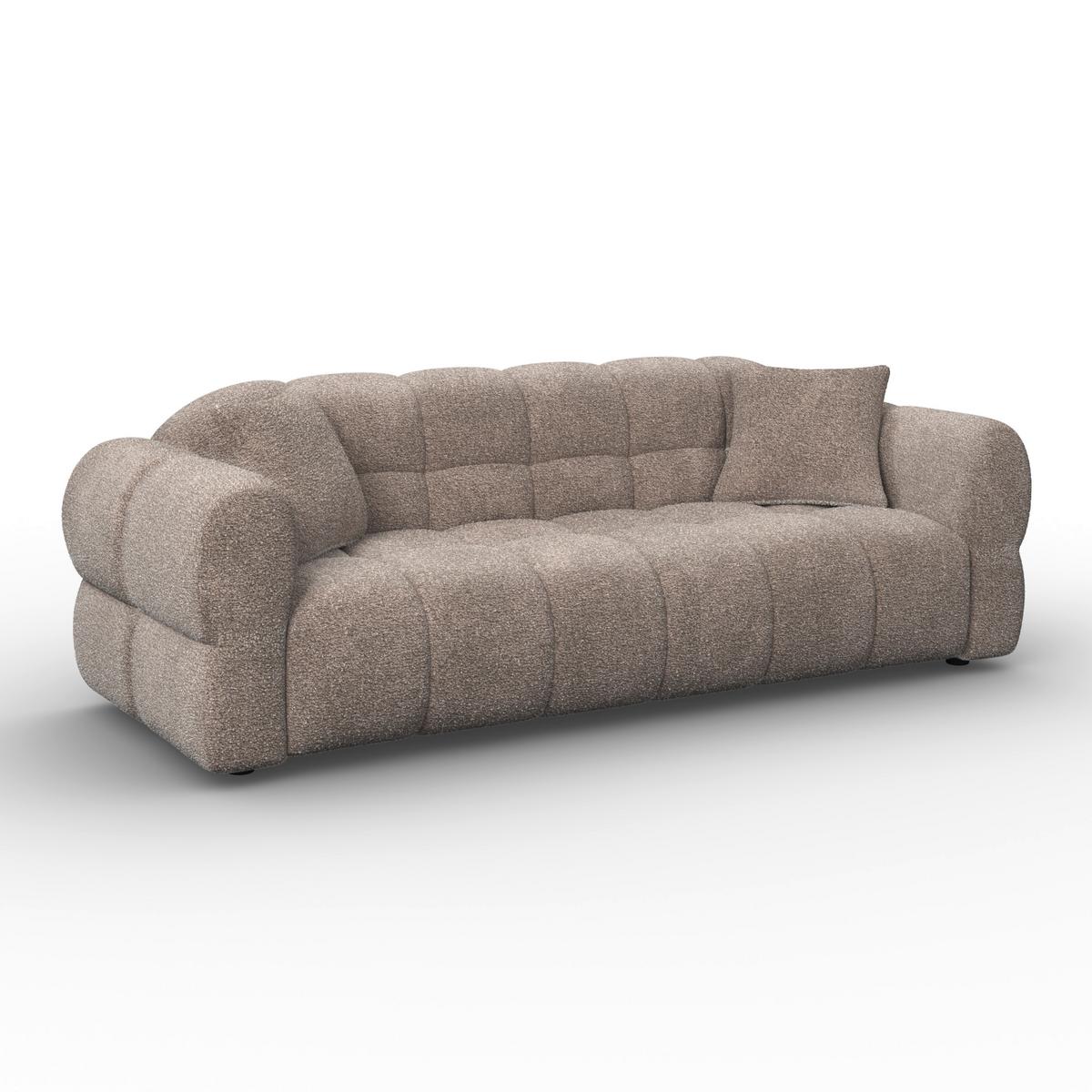 Pohovka MARIE, hnědá žinylka, max. 360 kg - černá/přírodní barvy, Moderní, dřevo/textil (232/77/90cm) - Bessagi Home