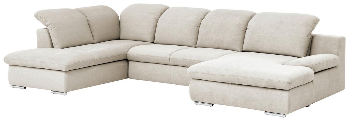 Wohnlandschaft Isona Creme Chenille - Chromfarben/Creme, Design, Textil (212/353/165cm) - Livetastic