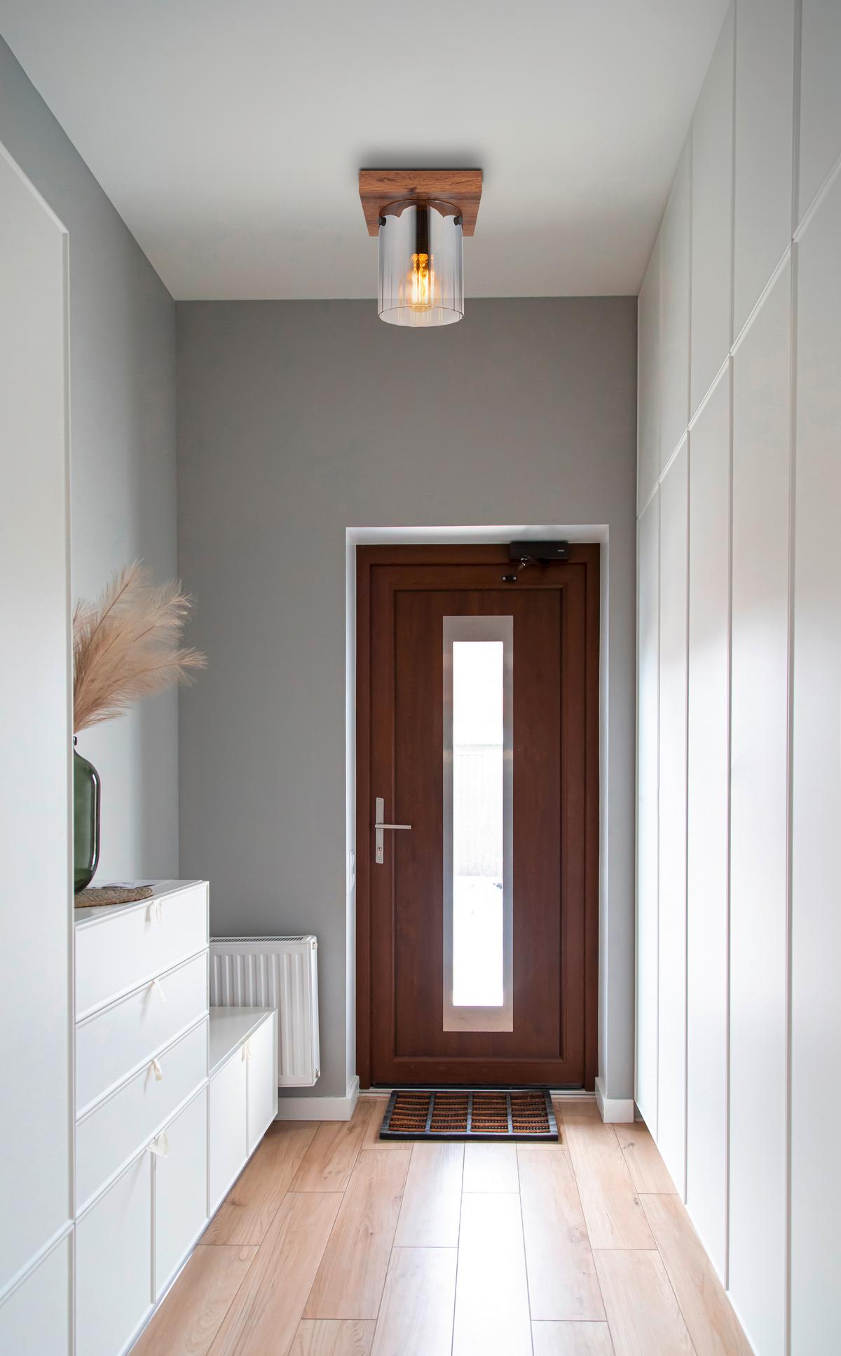 Mennyezeti Lámpa 15915-1 - sötétbarna, Natur, faalapú anyag/Üveg (16/16/18cm)